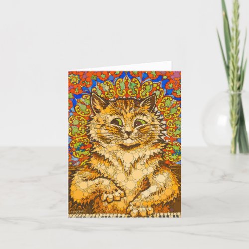 Cat Playing a Piano Psychedelic _After Louis Wain Thank You Card