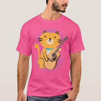 Cat Playing Acoustic Guitar Cool Musician Guitaris T-Shirt