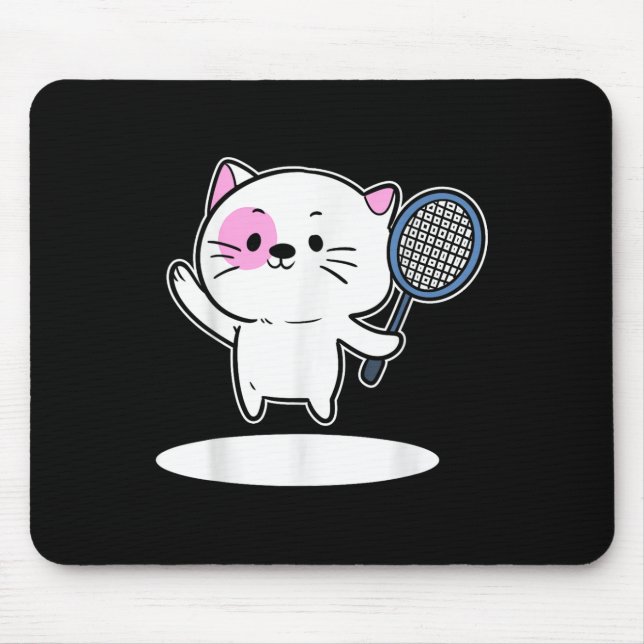 Cat Playing Badminton Badminton Player For Men Wom Mouse Pad (Front)