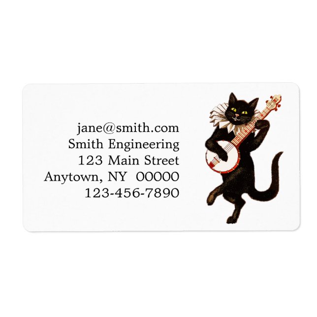 Cat playing Banjo Label (Front)