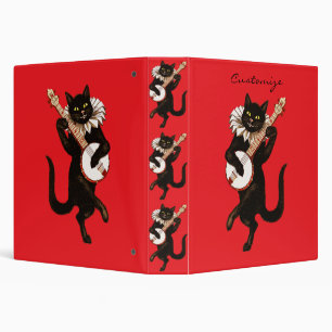Cat playing Banjo Thunder_Cove 3 Ring Binder