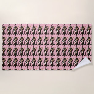 Cat playing Banjo Thunder_Cove Beach Towel