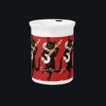 Cat playing Banjo Thunder_Cove Beverage Pitcher<br><div class="desc">personalize by changing to your name,  a vintage black cat playing a banjo</div>