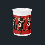 Cat playing Banjo Thunder_Cove Beverage Pitcher<br><div class="desc">personalize by changing to your name,  a vintage black cat playing a banjo</div>