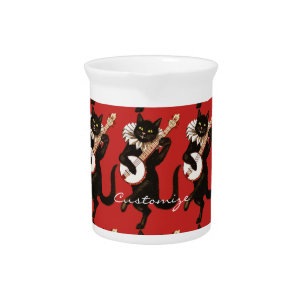 Cat playing Banjo Thunder_Cove Beverage Pitcher