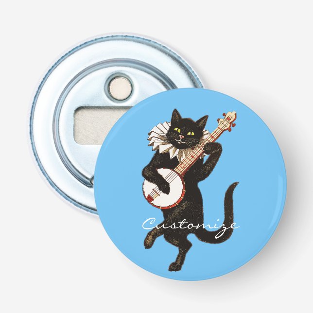 Cat playing Banjo Thunder_Cove Bottle Opener (Front)