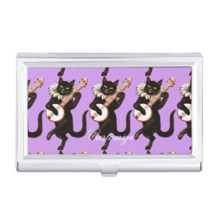 Cat playing Banjo Thunder_Cove Business Card Case