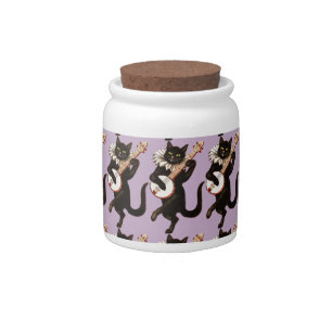 Cat playing Banjo Thunder_Cove Candy Jar