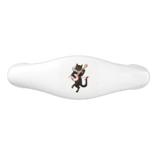 Cat playing Banjo Thunder_Cove Ceramic Drawer Pull