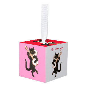 Cat playing Banjo Thunder_Cove Cube Ornament