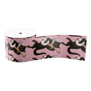 Cat playing Banjo Thunder_Cove Grosgrain Ribbon