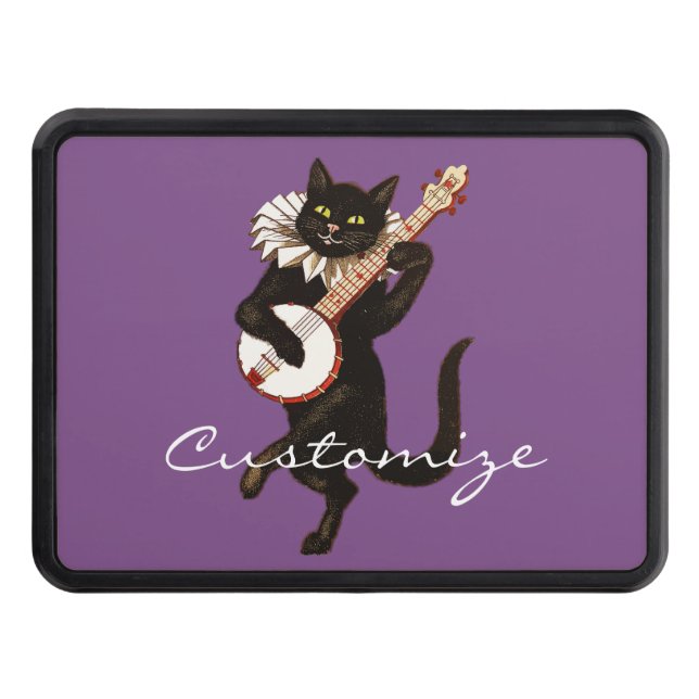 Cat playing Banjo Thunder_Cove Hitch Cover (Front)