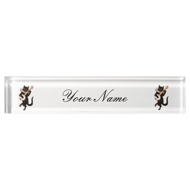 Cat playing Banjo Thunder_Cove Name Plate (Front)