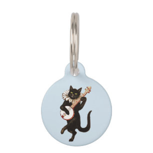 Cat playing Banjo Thunder_Cove Pet ID Tag