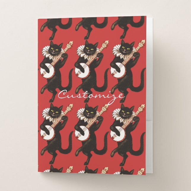Cat playing Banjo Thunder_Cove Pocket Folder (Front)