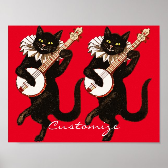 Cat playing Banjo Thunder_Cove Poster (Front)