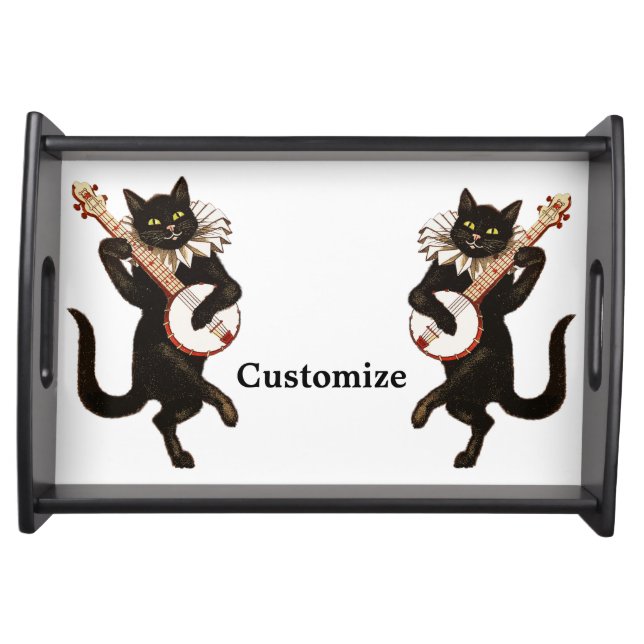 Cat playing Banjo Thunder_Cove Serving Tray (Front)
