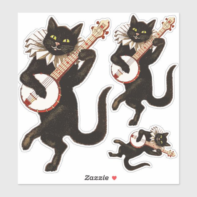 Cat playing Banjo Thunder_Cove Sticker (Sheet)
