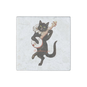 Cat playing Banjo Thunder_Cove Stone Magnet