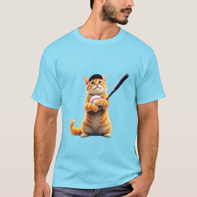 Cat playing baseball T-shirt  (Front)