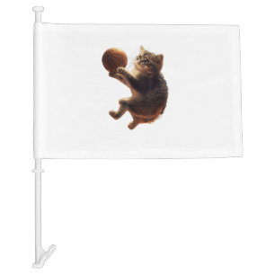 Cat Playing Basketball Funny Cats Mom Meow Kitty F Car Flag