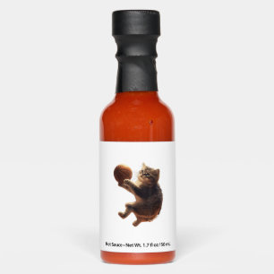 Cat Playing Basketball Funny Cats Mom Meow Kitty F Hot Sauces