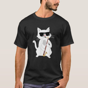 Cat playing bass clarinet for Men Women Girls Kid T-Shirt