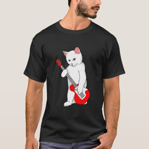 Cat Playing Bass Guitar Bassist  T_Shirt