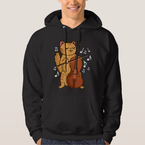 Cat Playing Cello Cat Lover Hoodie
