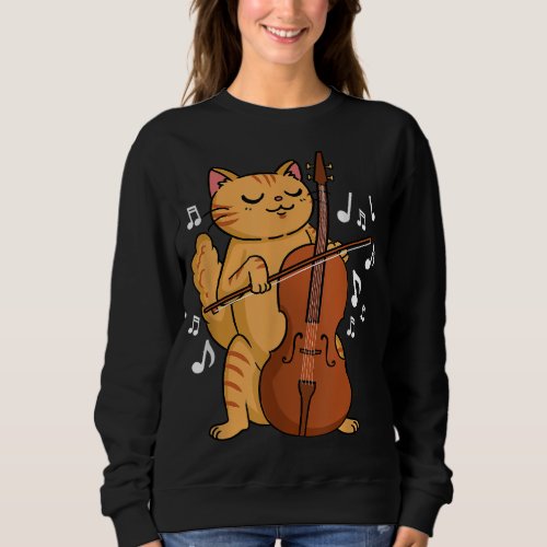 Cat Playing Cello Cat Lover Sweatshirt