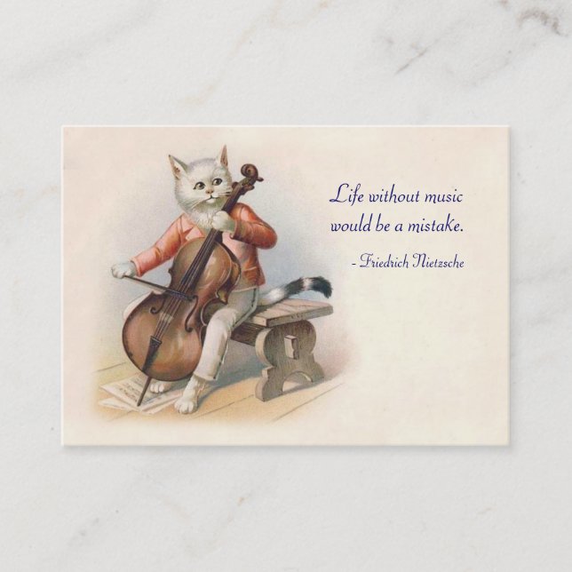 Cat Playing Cello - Two Sided Business Card (Front)