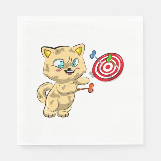 Cat Playing Darts Napkins (Front)