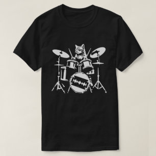 Cat Playing Drums 90s Grunge Punk Rock & Roll T-Shirt