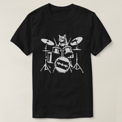 Cat Playing Drums 90s Grunge Punk Rock  Roll T_Shirt