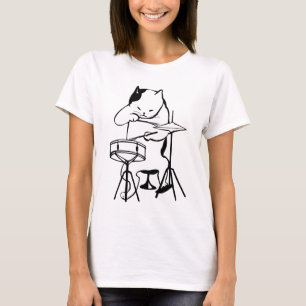CAT PLAYING DRUMS DRUMMER T-SHIRTS TEES