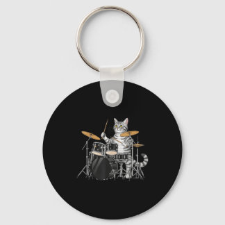 Cat Playing Drums Drumset Drumkit Drumming Drum Dr Keychain