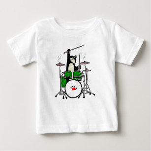 Cat Playing Drums, Funny Cat Playing Drums Baby T-Shirt