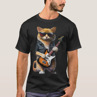 Cat Playing Electric Guitar Animal Cat Guitar T-Shirt