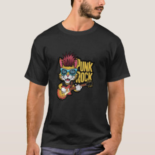 Cat Playing Electric Guitar - Funny Retro Vintage  T-Shirt