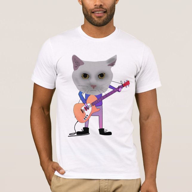 CAT PLAYING ELECTRIC GUITAR T-Shirts (Front)