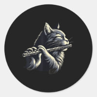Cat Playing Flute Musician Cats Lover