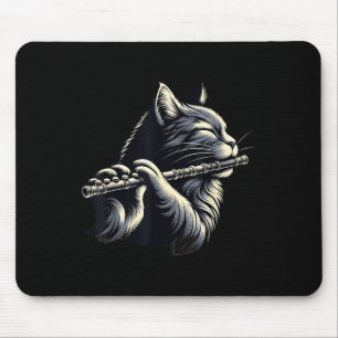 Cat Playing Flute Musician Cats Lover  Mouse Pad