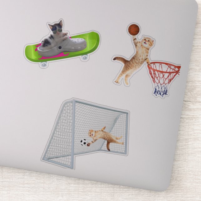 Cat Playing Football Sticker (Detail)