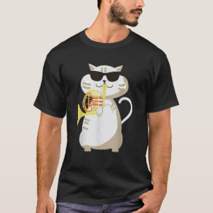 Cat Playing French Horn Player French Hornist for T-Shirt