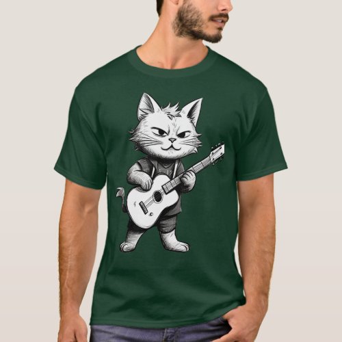 Cat playing guitar 4 T_Shirt