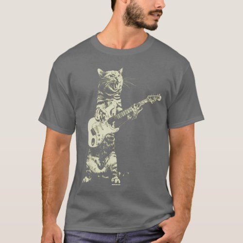 Cat playing guitar 4 T_Shirt