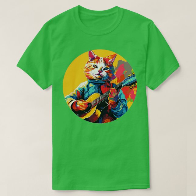 Cat playing guitar 6 T-Shirt (Design Front)