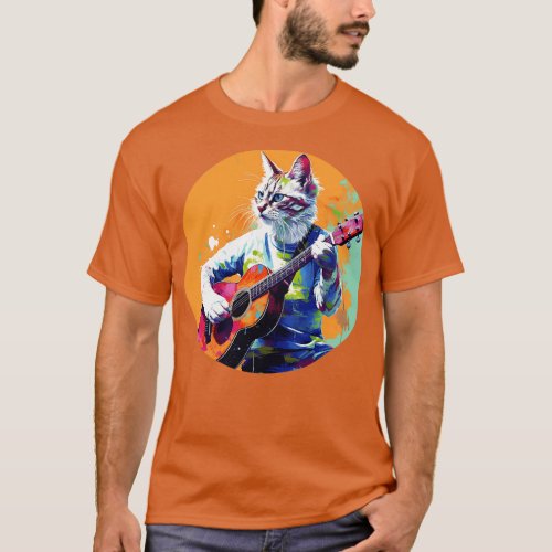 Cat playing guitar 8 T_Shirt