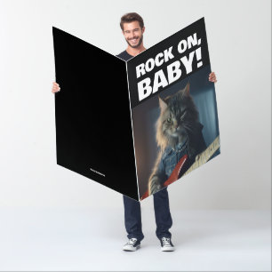CAT PLAYING GUITAR BIRTHDAY HUGE BIGGEST CARD