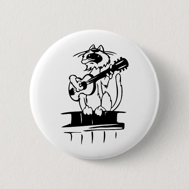 Cat Playing Guitar Button (Front)